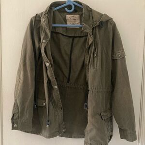 Ci Sono Large Hooded Camo Green Lightweight Cotton Jacket Hunting Hiking Utility